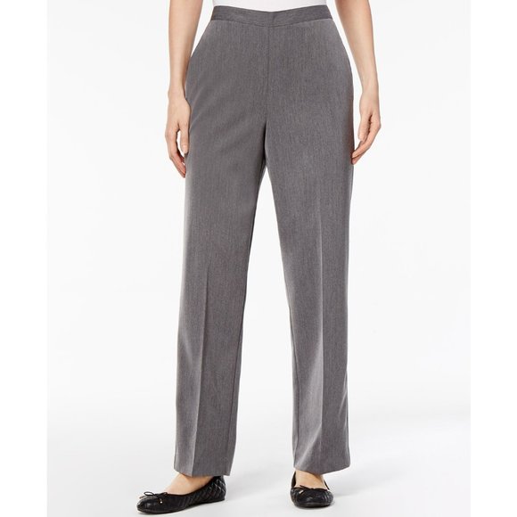 NWT Alfred Dunner Gray Pull On Straight Leg Pants - Picture 1 of 3